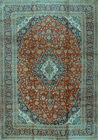 Medallion Light Blue Traditional Rug, tr2227lblu