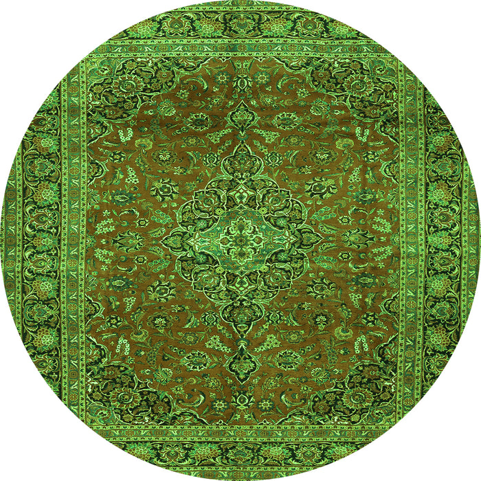 Square Medallion Green Traditional Rug, tr2228grn