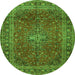 Square Medallion Green Traditional Rug, tr2228grn