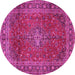 Round Medallion Pink Traditional Rug, tr2228pnk