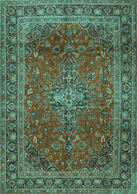 Medallion Turquoise Traditional Rug, tr2228turq