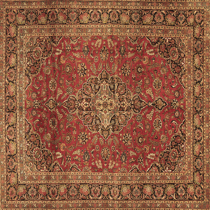 Square Medallion Brown Traditional Rug, tr2228brn