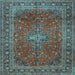 Square Medallion Light Blue Traditional Rug, tr2228lblu