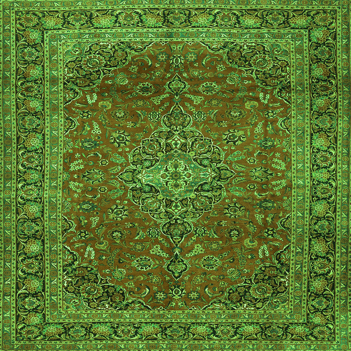 Serging Thickness of Medallion Green Traditional Rug, tr2228grn