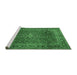 Sideview of Machine Washable Medallion Emerald Green Traditional Area Rugs, wshtr2228emgrn