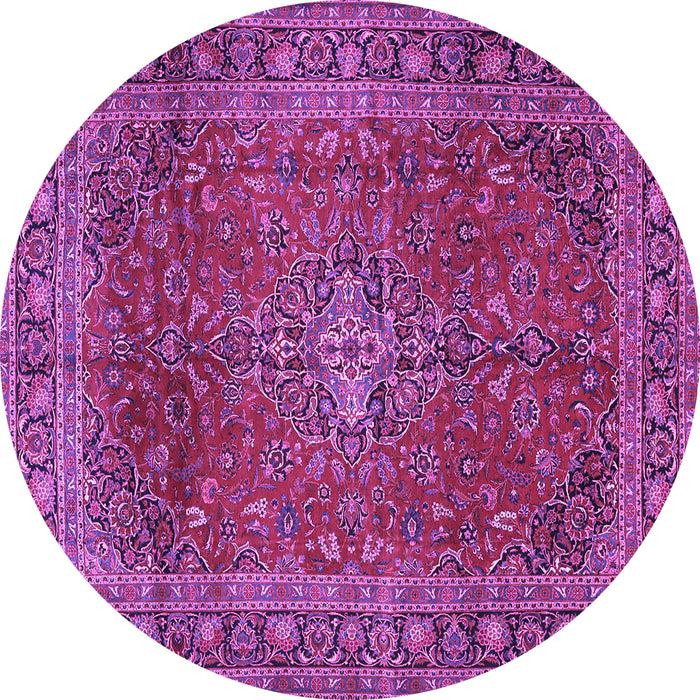 Round Medallion Purple Traditional Rug, tr2228pur