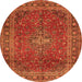 Machine Washable Medallion Orange Traditional Area Rugs, wshtr2228org