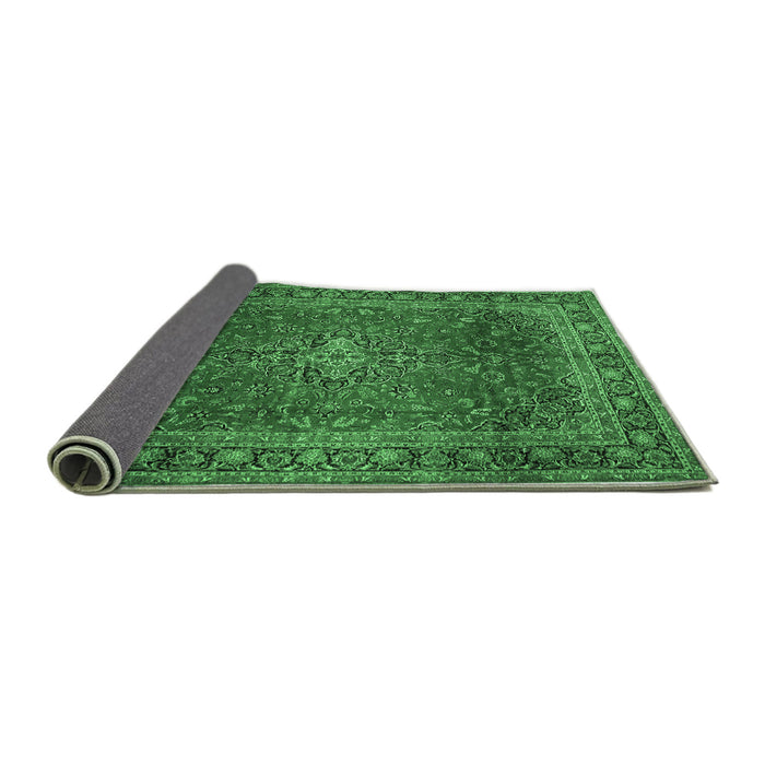 Sideview of Medallion Emerald Green Traditional Rug, tr2228emgrn