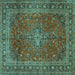 Square Medallion Turquoise Traditional Rug, tr2228turq