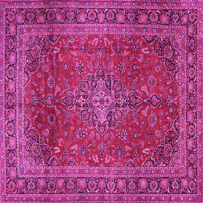 Square Machine Washable Medallion Pink Traditional Rug, wshtr2228pnk