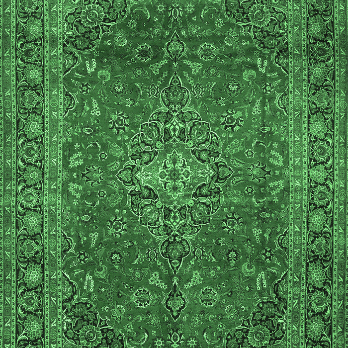Machine Washable Medallion Emerald Green Traditional Area Rugs, wshtr2228emgrn