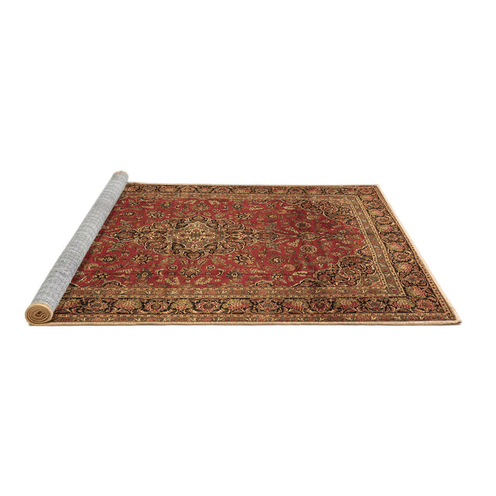 Sideview of Machine Washable Medallion Brown Traditional Rug, wshtr2228brn