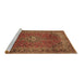 Sideview of Machine Washable Medallion Brown Traditional Rug, wshtr2228brn