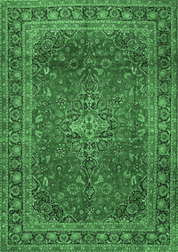 Medallion Emerald Green Traditional Rug, tr2228emgrn