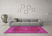 Machine Washable Medallion Pink Traditional Rug in a Living Room, wshtr2228pnk