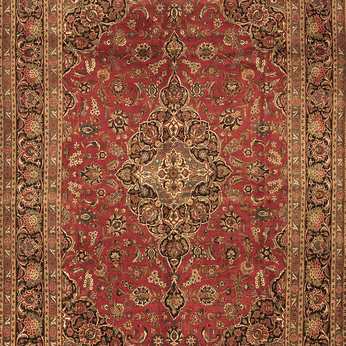 Machine Washable Medallion Brown Traditional Rug, wshtr2228brn