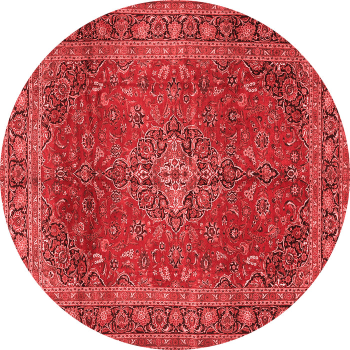 Machine Washable Medallion Red Traditional Rug, wshtr2228red