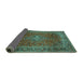 Sideview of Medallion Turquoise Traditional Rug, tr2228turq