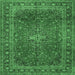 Square Medallion Emerald Green Traditional Rug, tr2228emgrn