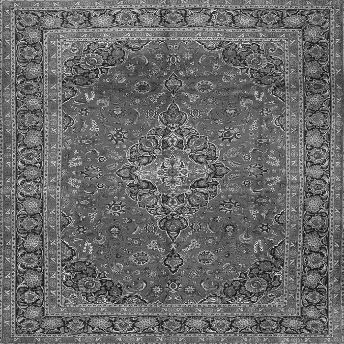 Round Machine Washable Medallion Gray Traditional Rug, wshtr2228gry