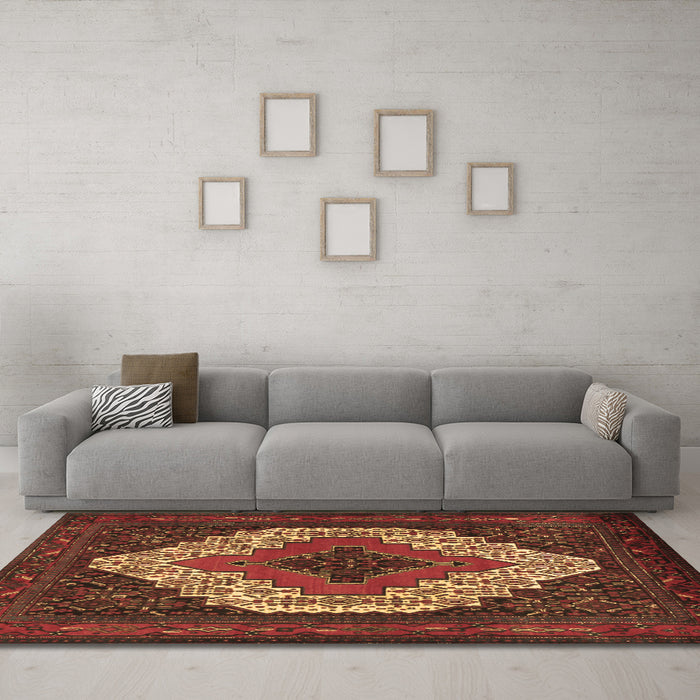 Machine Washable Persian Brown Traditional Rug in a Living Room,, wshtr2229brn