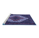 Sideview of Machine Washable Persian Blue Traditional Rug, wshtr2229blu