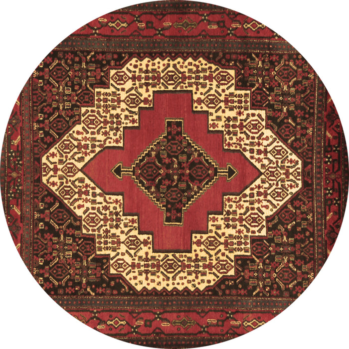 Round Persian Brown Traditional Rug, tr2229brn