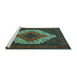 Sideview of Machine Washable Persian Turquoise Traditional Area Rugs, wshtr2229turq