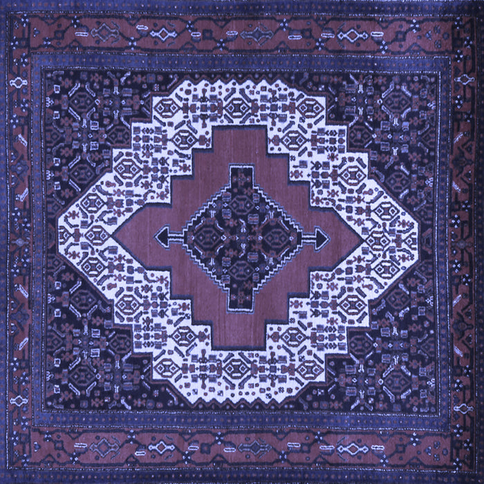 Square Machine Washable Persian Blue Traditional Rug, wshtr2229blu