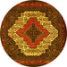 Round Persian Yellow Traditional Rug, tr2229yw