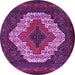 Round Machine Washable Persian Purple Traditional Area Rugs, wshtr2229pur