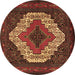 Round Machine Washable Persian Brown Traditional Rug, wshtr2229brn