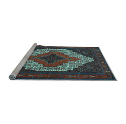 Sideview of Machine Washable Persian Light Blue Traditional Rug, wshtr2229lblu