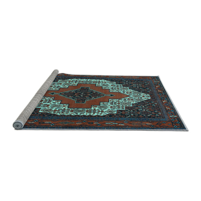Sideview of Machine Washable Persian Light Blue Traditional Rug, wshtr2229lblu