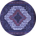 Round Machine Washable Persian Blue Traditional Rug, wshtr2229blu