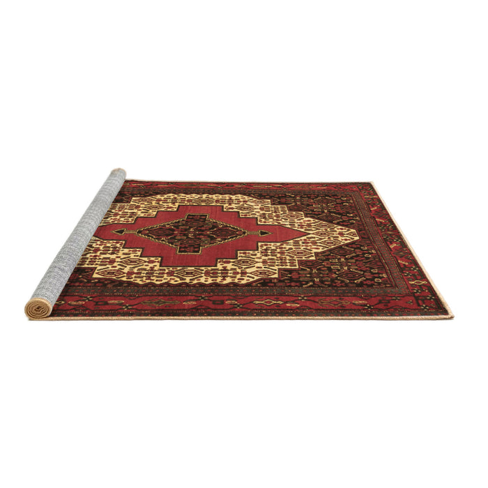 Sideview of Machine Washable Persian Brown Traditional Rug, wshtr2229brn