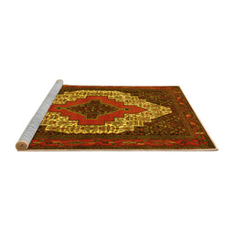 Sideview of Machine Washable Persian Yellow Traditional Rug, wshtr2229yw