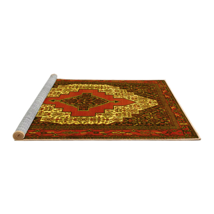 Sideview of Machine Washable Persian Yellow Traditional Rug, wshtr2229yw