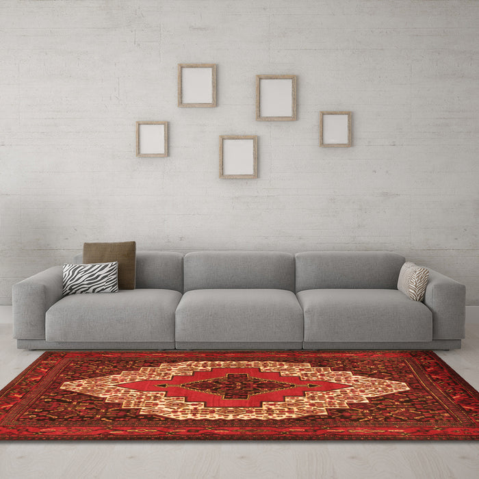 Machine Washable Persian Orange Traditional Area Rugs in a Living Room, wshtr2229org