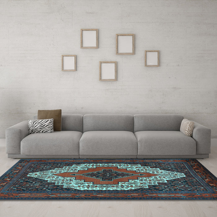 Machine Washable Persian Light Blue Traditional Rug in a Living Room, wshtr2229lblu
