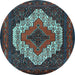 Round Persian Light Blue Traditional Rug, tr2229lblu
