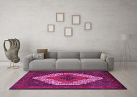 Machine Washable Persian Pink Traditional Rug, wshtr2229pnk