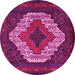 Round Machine Washable Persian Pink Traditional Rug, wshtr2229pnk