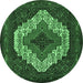 Round Persian Emerald Green Traditional Rug, tr2229emgrn