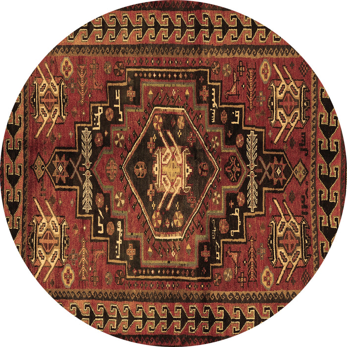 Round Persian Brown Traditional Rug, tr222brn