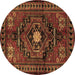 Round Persian Brown Traditional Rug, tr222brn