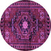 Round Machine Washable Persian Purple Traditional Area Rugs, wshtr222pur