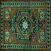 Square Machine Washable Persian Turquoise Traditional Area Rugs, wshtr222turq