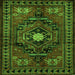 Round Machine Washable Persian Green Traditional Area Rugs, wshtr222grn