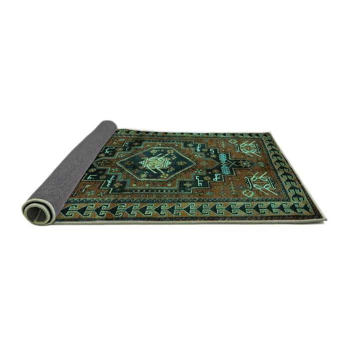 Sideview of Persian Turquoise Traditional Rug, tr222turq